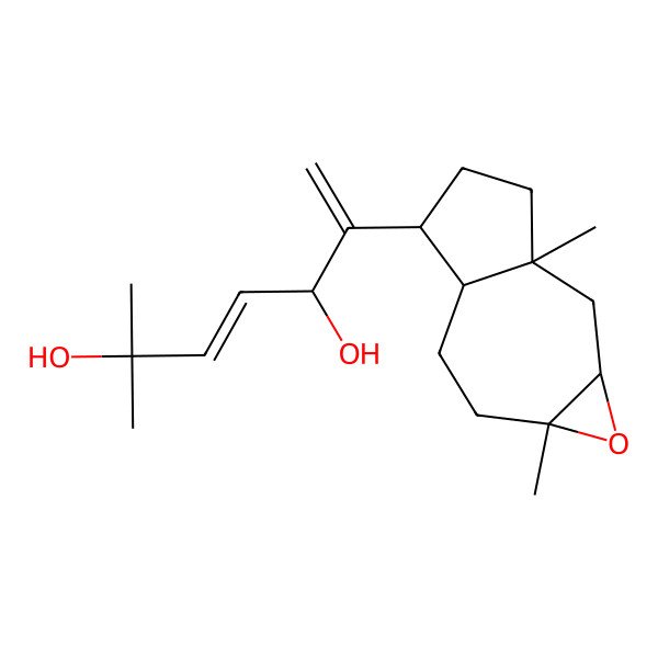 2D Structure of 6-(2a,7a-Dimethyl-1a,2,3,4,5,5a,6,7-octahydroazuleno[5,6-b]oxiren-5-yl)-2-methylhepta-3,6-diene-2,5-diol