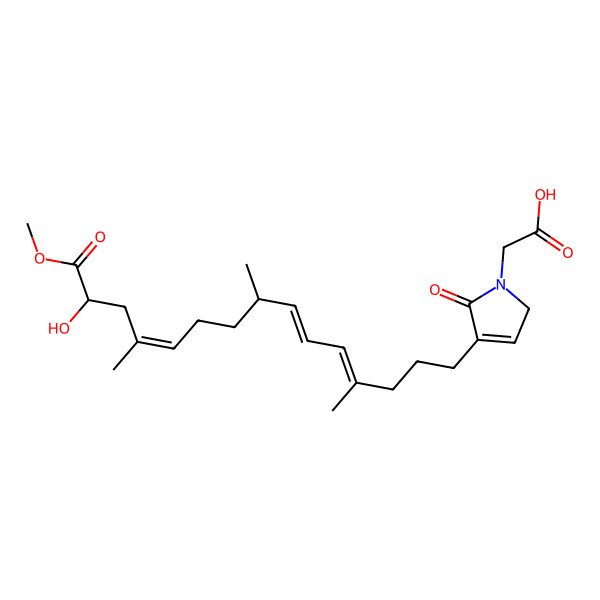 2D Structure of 2-[4-[(4E,6E,8S,11Z)-14-hydroxy-15-methoxy-4,8,12-trimethyl-15-oxopentadeca-4,6,11-trienyl]-5-oxo-2H-pyrrol-1-yl]acetic acid