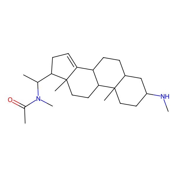 2D Structure of N-[1-[10,13-dimethyl-3-(methylamino)-2,3,4,5,6,7,8,9,11,12,16,17-dodecahydro-1H-cyclopenta[a]phenanthren-17-yl]ethyl]-N-methylacetamide