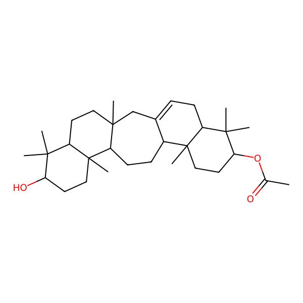 2D Structure of [(1S,6S,8S,11R,12S,15S,16R,19S,21R)-19-hydroxy-1,7,7,11,16,20,20-heptamethyl-8-pentacyclo[13.8.0.03,12.06,11.016,21]tricos-3-enyl] acetate