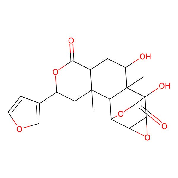 2D Structure of 5-(Furan-3-yl)-10,12-dihydroxy-3,11-dimethyl-6,14,16-trioxapentacyclo[10.3.2.02,11.03,8.013,15]heptadecane-7,17-dione