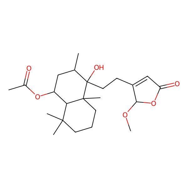 2D Structure of [4-hydroxy-4-[2-(2-methoxy-5-oxo-2H-furan-3-yl)ethyl]-3,4a,8,8-tetramethyl-2,3,5,6,7,8a-hexahydro-1H-naphthalen-1-yl] acetate