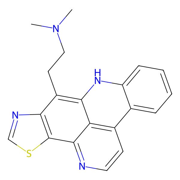2D Structure of N,N-dimethyl-2-(6-thia-4,9,19-triazapentacyclo[10.7.1.03,7.08,20.013,18]icosa-1,3(7),4,8,10,12(20),13,15,17-nonaen-2-yl)ethanamine
