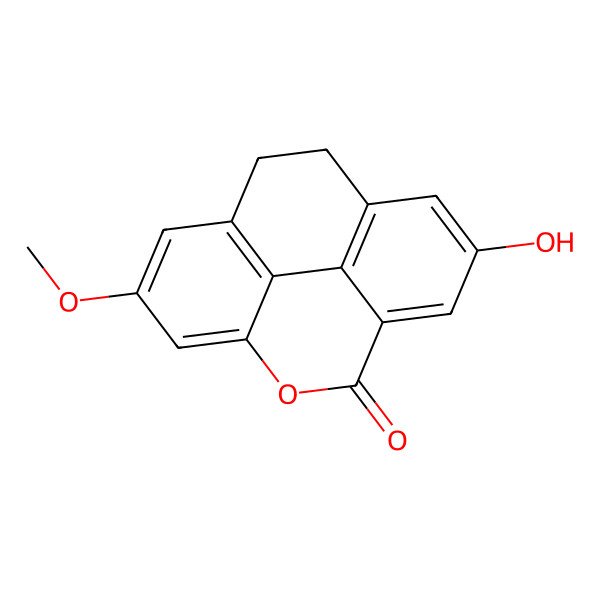 2D Structure of 6-Hydroxy-13-methoxy-2-oxatetracyclo[6.6.2.04,16.011,15]hexadeca-1(14),4,6,8(16),11(15),12-hexaen-3-one