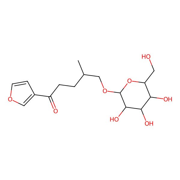 2D Structure of (4R)-1-(furan-3-yl)-4-methyl-5-[(2R,3R,4S,5S,6R)-3,4,5-trihydroxy-6-(hydroxymethyl)oxan-2-yl]oxypentan-1-one