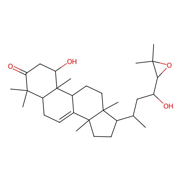 2D Structure of (1R,5R,9S,10R,13S,14S,17S)-17-[(2S,4R)-4-[(2S)-3,3-dimethyloxiran-2-yl]-4-hydroxybutan-2-yl]-1-hydroxy-4,4,10,13,14-pentamethyl-1,2,5,6,9,11,12,15,16,17-decahydrocyclopenta[a]phenanthren-3-one