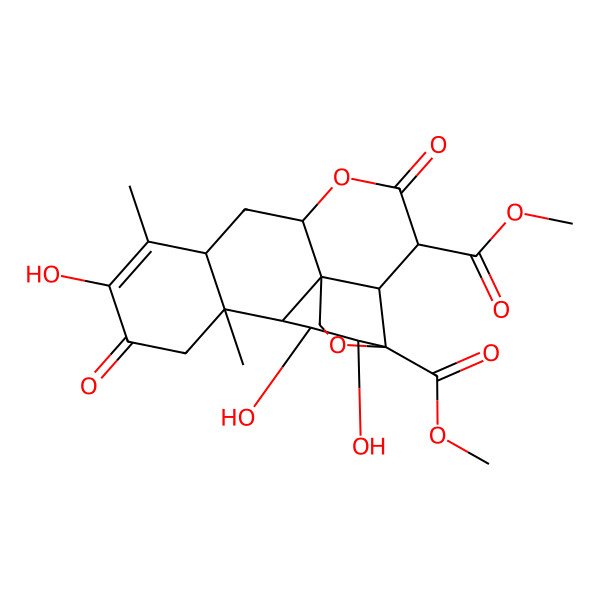 2D Structure of dimethyl (1R,2R,3S,6R,8R,13S,14R,15R,16S)-10,15,16-trihydroxy-9,13-dimethyl-4,11-dioxo-5,18-dioxapentacyclo[12.5.0.01,6.02,17.08,13]nonadec-9-ene-3,17-dicarboxylate