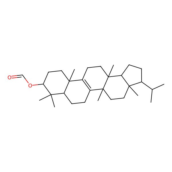 2D Structure of (3a,5a,8,8,11a,13a-Hexamethyl-3-propan-2-yl-1,2,3,4,5,6,7,7a,9,10,11,12,13,13b-tetradecahydrocyclopenta[a]chrysen-9-yl) formate