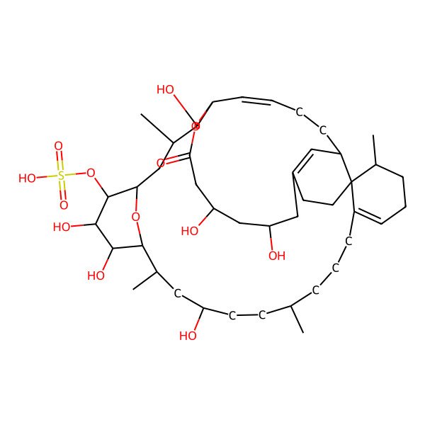2D Structure of [(26R,27S,31S,33S,39Z)-16,20,21,26,31,33-hexahydroxy-5,13,18,25-tetramethyl-29-oxo-28,41-dioxapentacyclo[25.7.6.119,23.04,9.04,36]hentetraconta-1(35),8,39-trien-22-yl] hydrogen sulfate