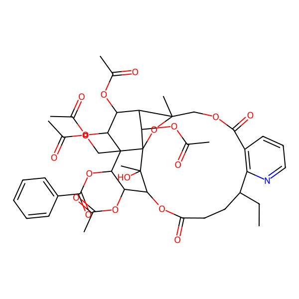2D Structure of [(1S,3R,13S,18S,19R,20R,21R,22S,23R,24R,25R,26S)-19,22,23,25-tetraacetyloxy-21-(acetyloxymethyl)-13-ethyl-26-hydroxy-3,26-dimethyl-6,16-dioxo-2,5,17-trioxa-11-azapentacyclo[16.7.1.01,21.03,24.07,12]hexacosa-7(12),8,10-trien-20-yl] benzoate
