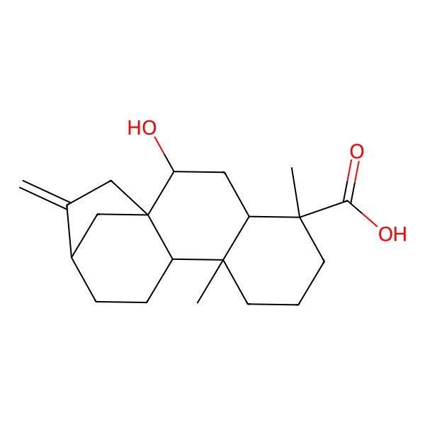 2D Structure of (1R,2S,4R,5S,9S,10S,13R)-2-hydroxy-5,9-dimethyl-14-methylidenetetracyclo[11.2.1.01,10.04,9]hexadecane-5-carboxylic acid