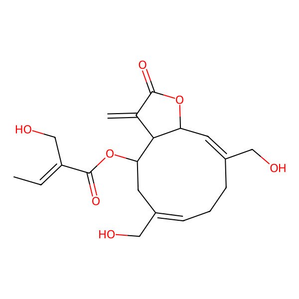 2D Structure of [6,10-Bis(hydroxymethyl)-3-methylidene-2-oxo-3a,4,5,8,9,11a-hexahydrocyclodeca[b]furan-4-yl] 2-(hydroxymethyl)but-2-enoate