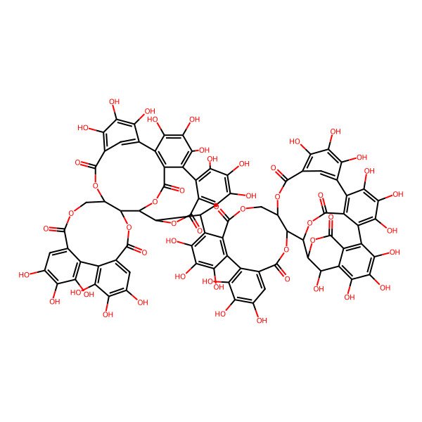 2D Structure of 7,8,9,12,13,14,24,25,26,29,30,31,34,35,36,45-Hexadecahydroxy-15-(7,8,9,12,13,14,24,25,26,29,30,31,34,35,36-pentadecahydroxy-4,17,22,39,43-pentaoxo-3,18,21,40,42-pentaoxanonacyclo[26.13.3.123,27.137,41.02,20.05,10.011,16.032,44.033,38]hexatetraconta-5,7,9,11,13,15,23,25,27(46),28(44),29,31,33(38),34,36-pentadecaen-45-yl)-3,18,21,40,42-pentaoxanonacyclo[26.13.3.123,27.137,41.02,20.05,10.011,16.032,44.033,38]hexatetraconta-5,7,9,11(16),12,14,23,25,27(46),28(44),29,31,33(38),34,36-pentadecaene-4,17,22,39,43-pentone