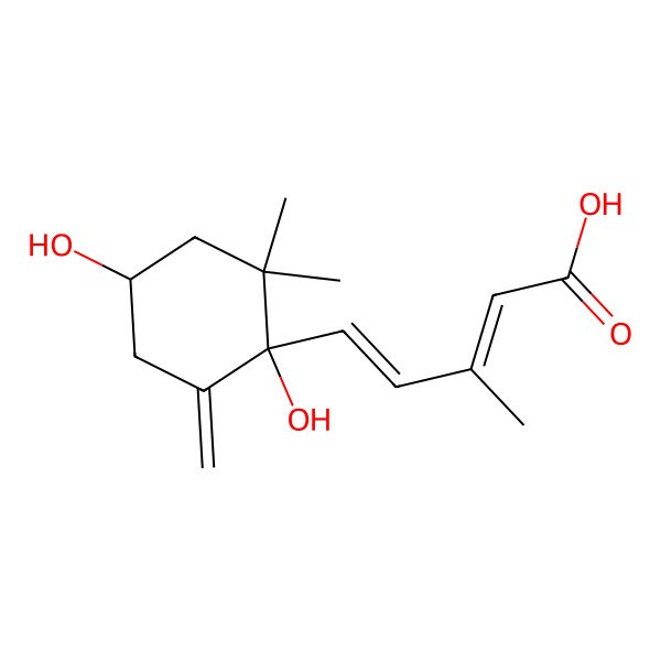 2D Structure of (2Z,4E)-5-[(1S,4S)-1,4-dihydroxy-2,2-dimethyl-6-methylidenecyclohexyl]-3-methylpenta-2,4-dienoic acid