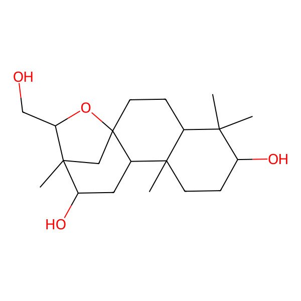 2D Structure of (1S,4S,6R,9R,10S,12R,13R,14S)-14-(hydroxymethyl)-5,5,9,13-tetramethyl-15-oxatetracyclo[11.2.1.01,10.04,9]hexadecane-6,12-diol