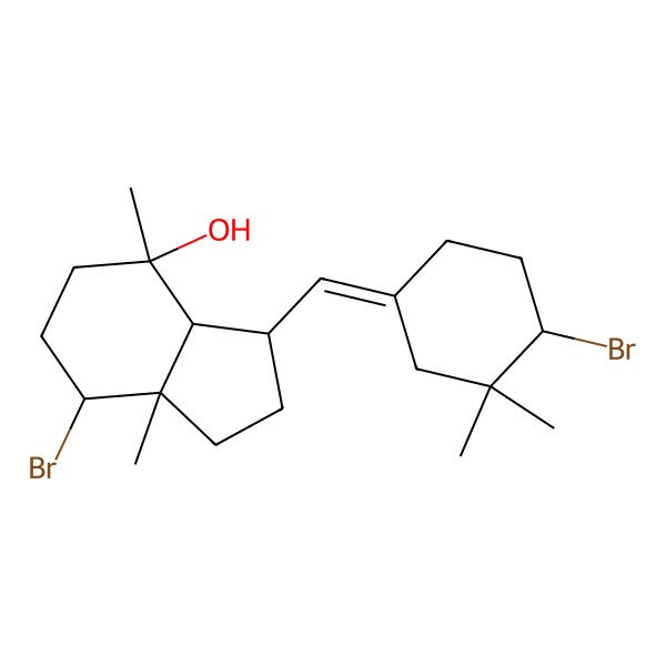 2D Structure of 7-bromo-3-[(4-bromo-3,3-dimethylcyclohexylidene)methyl]-4,7a-dimethyl-2,3,3a,5,6,7-hexahydro-1H-inden-4-ol