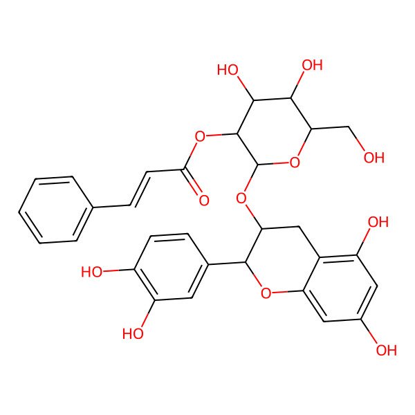 2D Structure of [2-[[2-(3,4-dihydroxyphenyl)-5,7-dihydroxy-3,4-dihydro-2H-chromen-3-yl]oxy]-4,5-dihydroxy-6-(hydroxymethyl)oxan-3-yl] 3-phenylprop-2-enoate