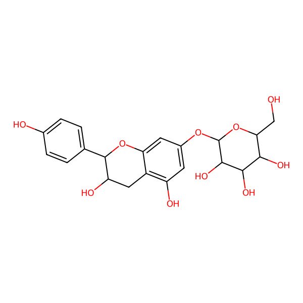 2D Structure of (2S,3R,4S,5S,6R)-2-[[(2S,3R)-3,5-dihydroxy-2-(4-hydroxyphenyl)-3,4-dihydro-2H-chromen-7-yl]oxy]-6-(hydroxymethyl)oxane-3,4,5-triol