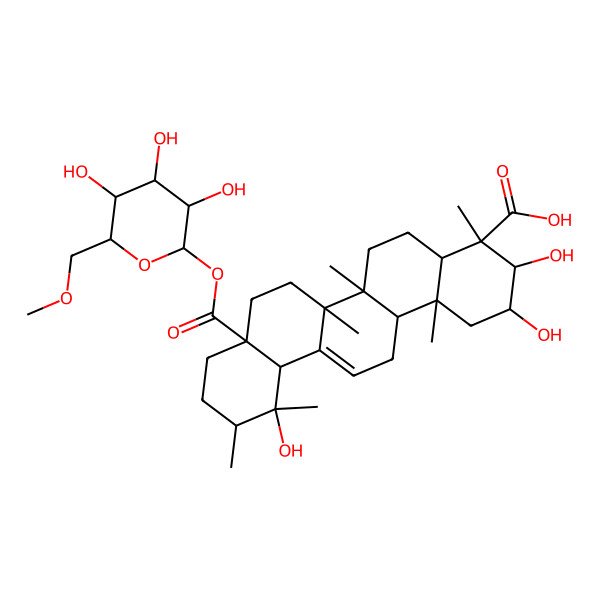 2D Structure of 2,3,12-Trihydroxy-4,6a,6b,11,12,14b-hexamethyl-8a-[3,4,5-trihydroxy-6-(methoxymethyl)oxan-2-yl]oxycarbonyl-1,2,3,4a,5,6,7,8,9,10,11,12a,14,14a-tetradecahydropicene-4-carboxylic acid