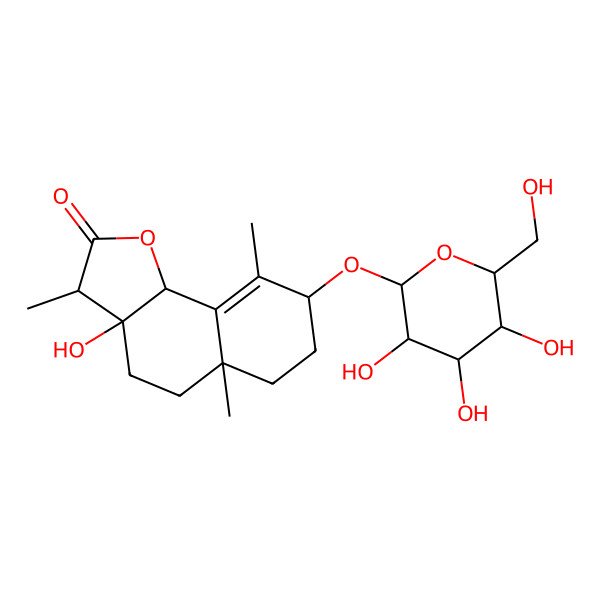 2D Structure of (3S,3aR,5aR,8S,9bS)-3a-hydroxy-3,5a,9-trimethyl-8-[(2R,3S,4S,5S,6R)-3,4,5-trihydroxy-6-(hydroxymethyl)oxan-2-yl]oxy-4,5,6,7,8,9b-hexahydro-3H-benzo[g][1]benzofuran-2-one