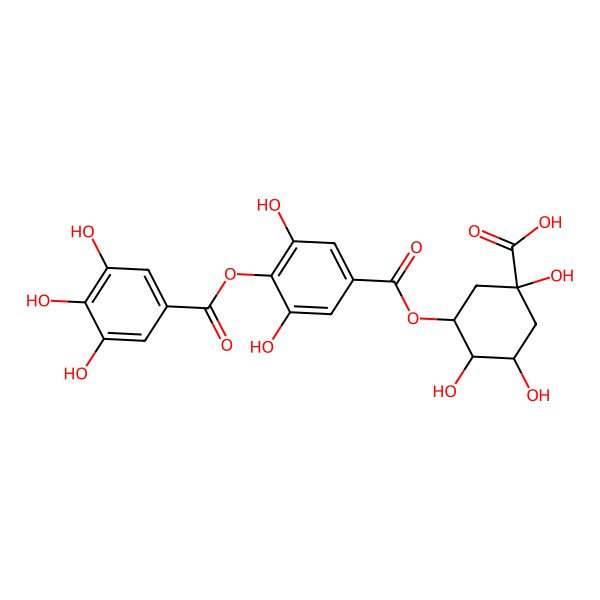 2D Structure of 3-[3,5-Dihydroxy-4-(3,4,5-trihydroxybenzoyl)oxybenzoyl]oxy-1,4,5-trihydroxycyclohexane-1-carboxylic acid