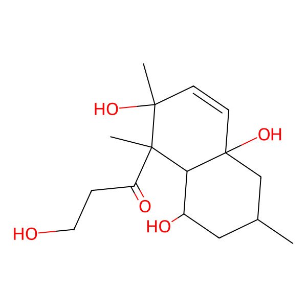 2D Structure of 1-(2,4a,8-Trihydroxy-1,2,6-trimethyl-1,2,4a,5,6,7,8,8a-octahydronaphthalen-1-yl)-3-hydroxy-1-propanone