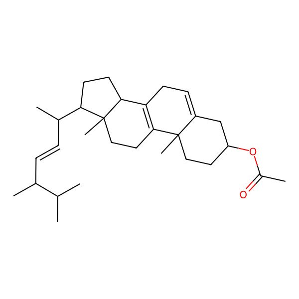 2D Structure of [(3S,10S,13R,14S,17R)-17-[(E,2S,5R)-5,6-dimethylhept-3-en-2-yl]-10,13-dimethyl-2,3,4,7,11,12,14,15,16,17-decahydro-1H-cyclopenta[a]phenanthren-3-yl] acetate