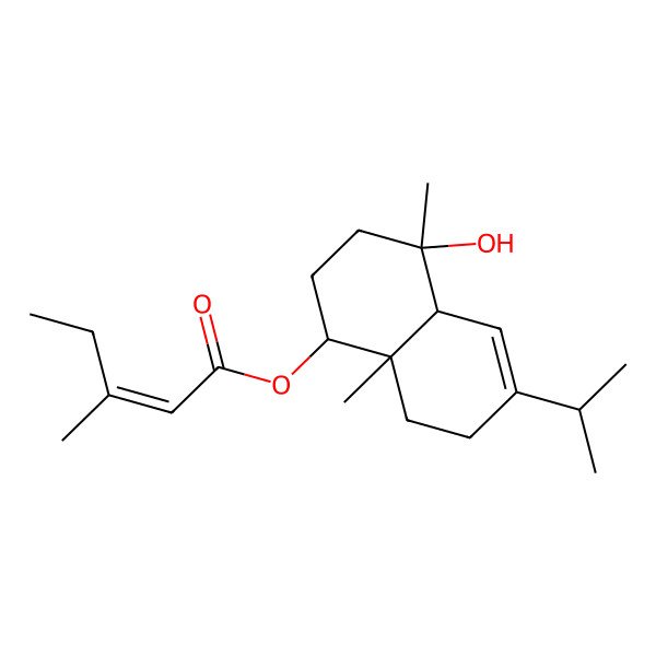 2D Structure of [(1R,4S,4aR,8aR)-4-hydroxy-4,8a-dimethyl-6-propan-2-yl-1,2,3,4a,7,8-hexahydronaphthalen-1-yl] (E)-3-methylpent-2-enoate