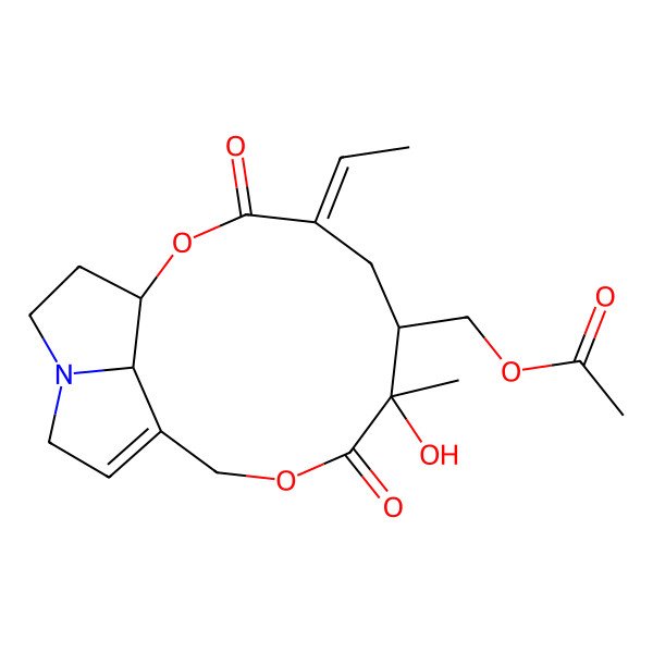 2D Structure of [(1R,4E,6S,7S,17S)-4-ethylidene-7-hydroxy-7-methyl-3,8-dioxo-2,9-dioxa-14-azatricyclo[9.5.1.014,17]heptadec-11-en-6-yl]methyl acetate