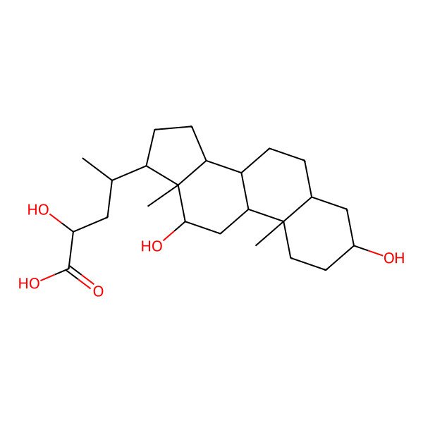 2D Structure of (2R,4S)-4-[(3R,5S,8S,9R,10S,12S,13R,14R,17R)-3,12-dihydroxy-10,13-dimethyl-2,3,4,5,6,7,8,9,11,12,14,15,16,17-tetradecahydro-1H-cyclopenta[a]phenanthren-17-yl]-2-hydroxypentanoic acid