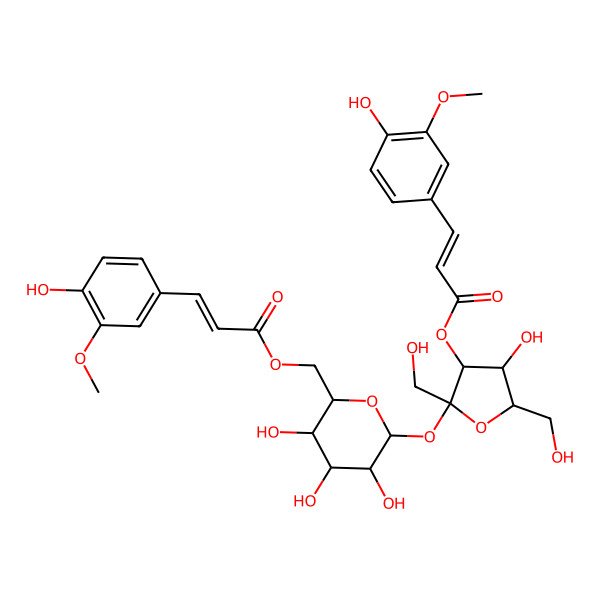 2D Structure of [3,4,5-Trihydroxy-6-[4-hydroxy-3-[3-(4-hydroxy-3-methoxyphenyl)prop-2-enoyloxy]-2,5-bis(hydroxymethyl)oxolan-2-yl]oxyoxan-2-yl]methyl 3-(4-hydroxy-3-methoxyphenyl)prop-2-enoate