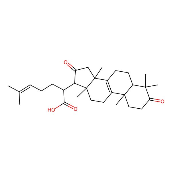 2D Structure of 6-methyl-2-(4,4,10,13,14-pentamethyl-3,16-dioxo-2,5,6,7,11,12,15,17-octahydro-1H-cyclopenta[a]phenanthren-17-yl)hept-5-enoic acid