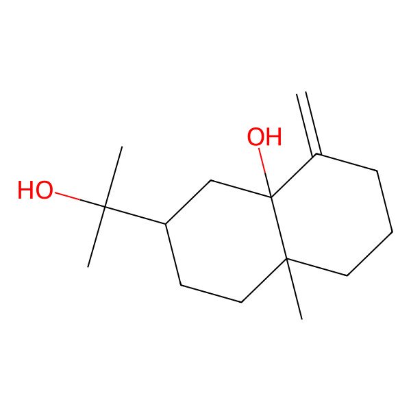 2D Structure of (3R,4aR,8aR)-3-(2-hydroxypropan-2-yl)-8a-methyl-5-methylidene-2,3,4,6,7,8-hexahydro-1H-naphthalen-4a-ol 2D Structure of (3R,4aR,8aR)-3-(2-hydroxypropan-2-yl)-8a-methyl-5-methylidene-2,3,4,6,7,8-hexahydro-1H-naphthalen-4a-ol