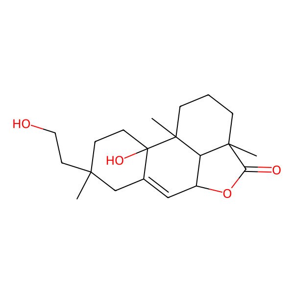 2D Structure of (1S,2R,5S,9R,12S,16R)-2-hydroxy-5-(2-hydroxyethyl)-1,5,12-trimethyl-10-oxatetracyclo[7.6.1.02,7.012,16]hexadec-7-en-11-one