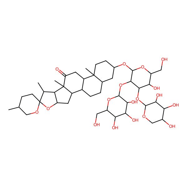 2D Structure of Spirostan-12-one, 3-[[O-beta-D-glucopyranosyl-(1-->2)-O-[beta-D-xylopyranosyl-(1-->3)]-beta-D-glucopyranosyl]oxy]-, (3beta,5beta)-