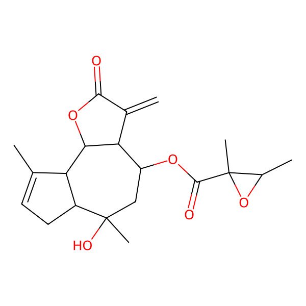 2D Structure of [(3aS,4S,6S,6aS,9aS,9bS)-6-hydroxy-6,9-dimethyl-3-methylidene-2-oxo-4,5,6a,7,9a,9b-hexahydro-3aH-azuleno[4,5-b]furan-4-yl] (2S,3S)-2,3-dimethyloxirane-2-carboxylate