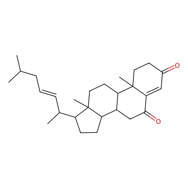 2D Structure of 10,13-dimethyl-17-(6-methylhept-3-en-2-yl)-2,7,8,9,11,12,14,15,16,17-decahydro-1H-cyclopenta[a]phenanthrene-3,6-dione