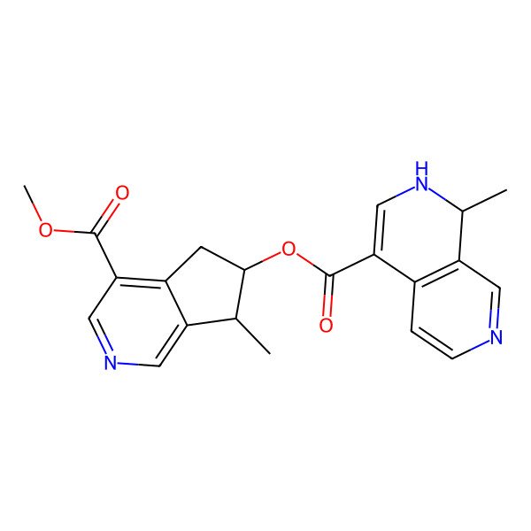 2D Structure of (4-methoxycarbonyl-7-methyl-6,7-dihydro-5H-cyclopenta[c]pyridin-6-yl) 1-methyl-1,2-dihydro-2,7-naphthyridine-4-carboxylate