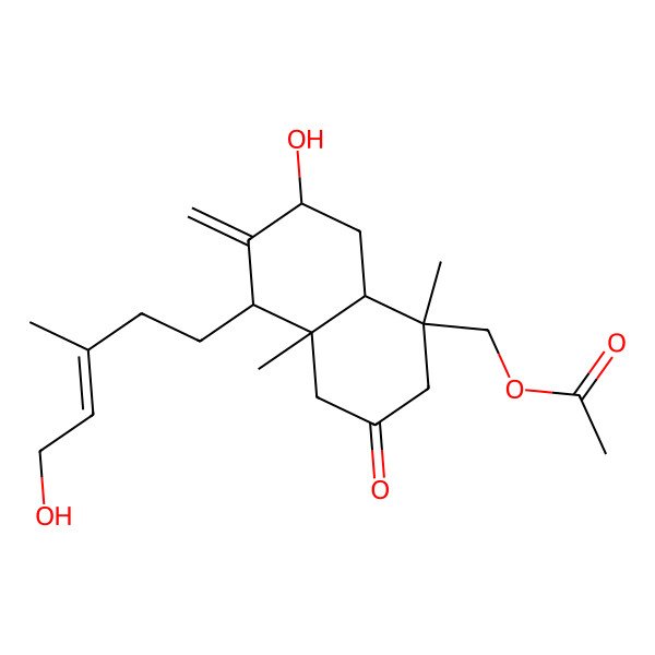 2D Structure of [(1S,4aS,5R,7R,8aR)-7-hydroxy-5-[(Z)-5-hydroxy-3-methylpent-3-enyl]-1,4a-dimethyl-6-methylidene-3-oxo-2,4,5,7,8,8a-hexahydronaphthalen-1-yl]methyl acetate