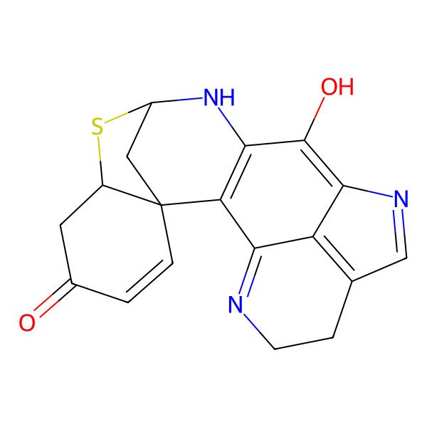 2D Structure of (1S,14S)-11-hydroxy-15-thia-4,9,13-triazahexacyclo[12.6.1.13,7.01,16.02,12.010,22]docosa-2(12),3,7(22),8,10,19-hexaen-18-one