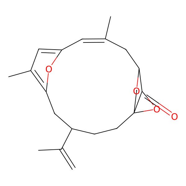2D Structure of (1S,4R,10Z,13S,14S)-7,11-dimethyl-4-prop-1-en-2-yl-15,17,18-trioxatetracyclo[11.2.2.16,9.01,14]octadeca-6,8,10-trien-16-one