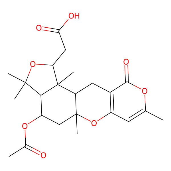 2D Structure of 2-(16-Acetyloxy-1,5,11,14,14-pentamethyl-7-oxo-2,6,13-trioxatetracyclo[8.7.0.03,8.011,15]heptadeca-3(8),4-dien-12-yl)acetic acid