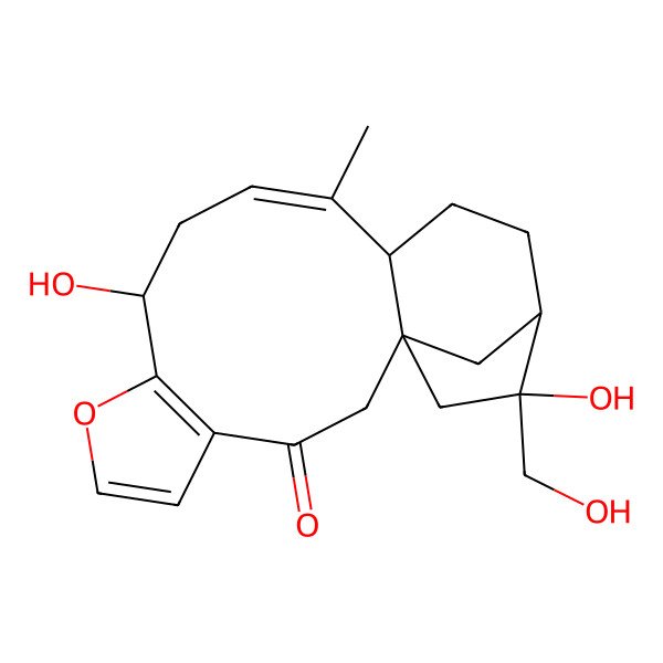 2D Structure of (1S,9R,11Z,13R,16R,17R)-9,17-dihydroxy-17-(hydroxymethyl)-12-methyl-7-oxatetracyclo[14.2.1.01,13.04,8]nonadeca-4(8),5,11-trien-3-one
