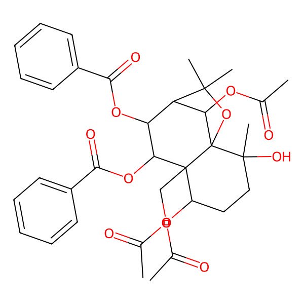 2D Structure of [(1S,2S,5S,6S,7R,8R,9R,12R)-5,12-diacetyloxy-6-(acetyloxymethyl)-7-benzoyloxy-2-hydroxy-2,10,10-trimethyl-11-oxatricyclo[7.2.1.01,6]dodecan-8-yl] benzoate