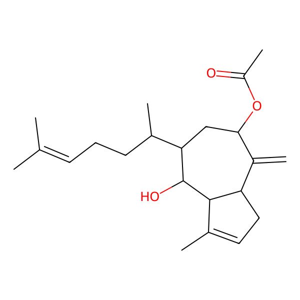 2D Structure of [8-hydroxy-1-methyl-7-(6-methylhept-5-en-2-yl)-4-methylidene-3a,5,6,7,8,8a-hexahydro-3H-azulen-5-yl] acetate