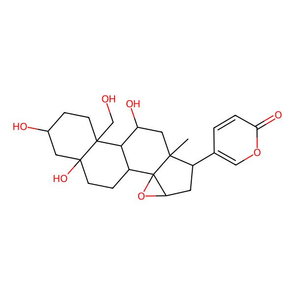 2D Structure of 5-[9,14,16-Trihydroxy-11-(hydroxymethyl)-7-methyl-3-oxapentacyclo[8.8.0.02,4.02,7.011,16]octadecan-6-yl]pyran-2-one