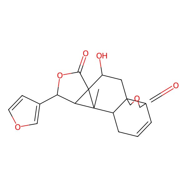 2D Structure of 7-(Furan-3-yl)-3-hydroxy-9-methyl-6,16-dioxapentacyclo[8.7.0.01,14.04,8.04,9]heptadec-12-ene-5,15-dione