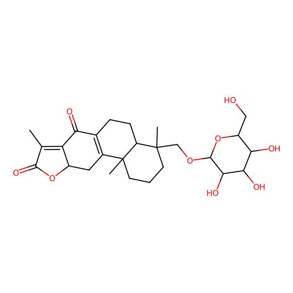 2D Structure of 4,8,11b-Trimethyl-4-[[3,4,5-trihydroxy-6-(hydroxymethyl)oxan-2-yl]oxymethyl]-1,2,3,4a,5,6,10a,11-octahydronaphtho[2,1-f][1]benzofuran-7,9-dione