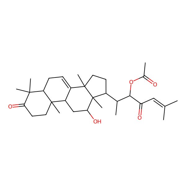 2D Structure of [2-(12-Hydroxy-4,4,10,13,14-pentamethyl-3-oxo-1,2,5,6,9,11,12,15,16,17-decahydrocyclopenta[a]phenanthren-17-yl)-6-methyl-4-oxohept-5-en-3-yl] acetate