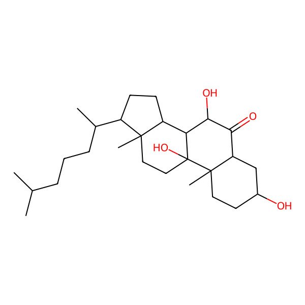 2D Structure of (3S,5R,7S,8R,9R,10S,13R,14S,17R)-3,7,9-trihydroxy-10,13-dimethyl-17-[(2R)-6-methylheptan-2-yl]-2,3,4,5,7,8,11,12,14,15,16,17-dodecahydro-1H-cyclopenta[a]phenanthren-6-one